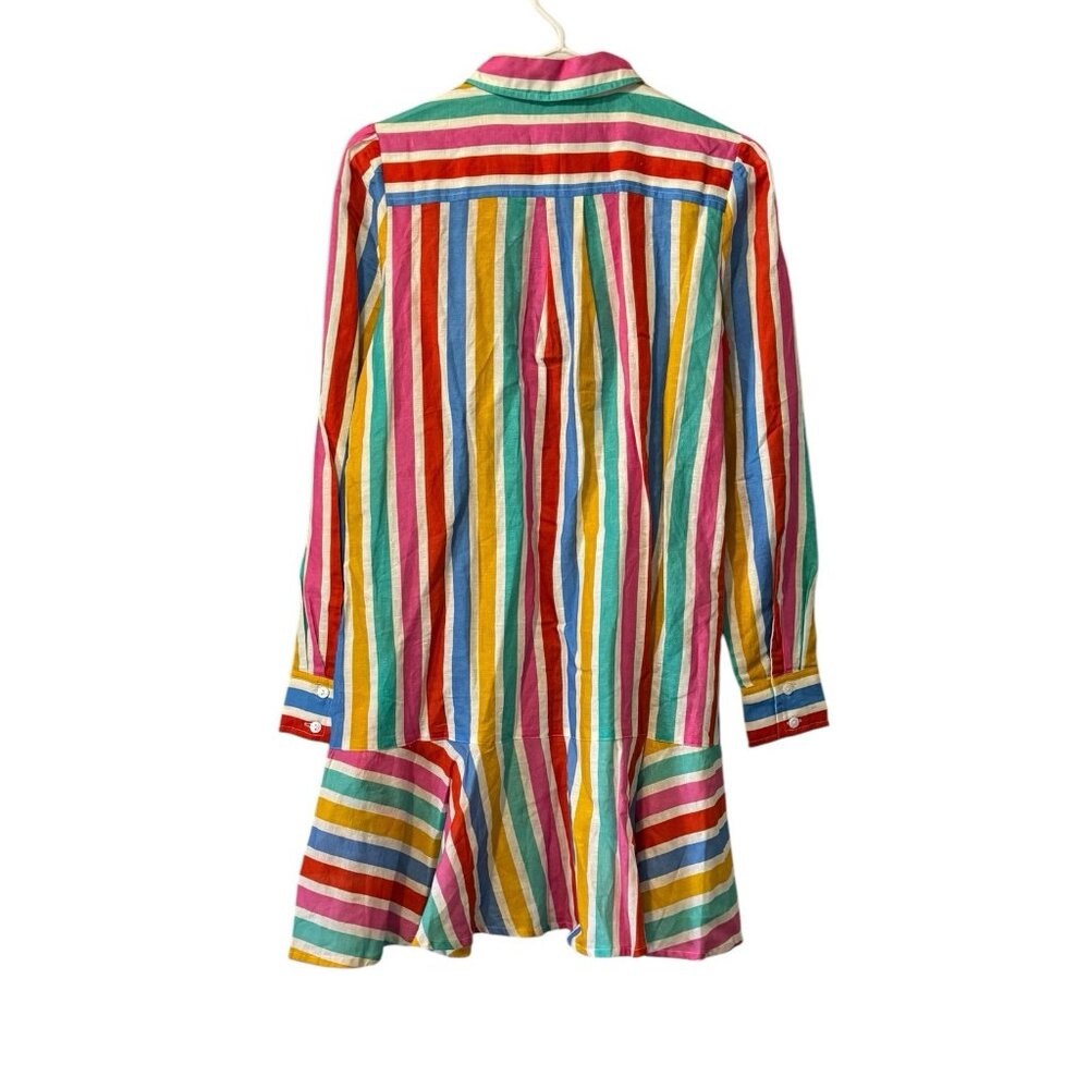 Tuckernuck Callahan Dress XS Rainbow Stripe Mini Dress size Cotton Linen Blend - Picture 2 of 16